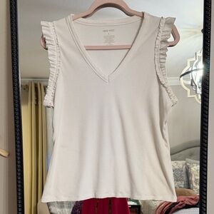 Nine West Cream Ruffle Sleeve Tank Top